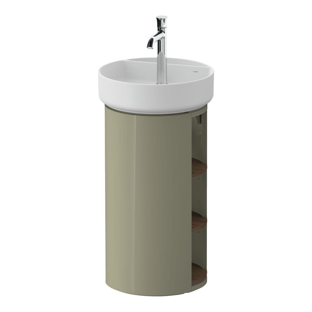Duravit White Tulip – Έπιπλο Νιπτήρα – 410 mm, νιπτήρας κέντρο, σώμα Stone grey High Gloss, 410 x 410 x 751 mm – American walnut Matt, Solid wood (WT4244077H20000)