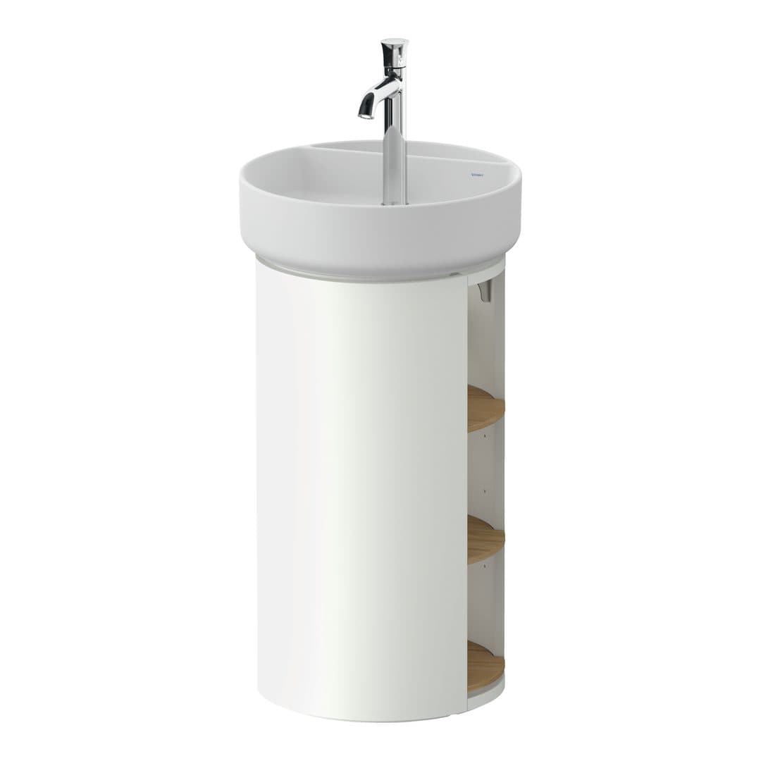 Duravit White Tulip – Έπιπλο Νιπτήρα – 410 mm, νιπτήρας κέντρο, σώμα White Satin Matt, 410 x 410 x 751 mm – Natural Oak solid Matt, Solid wood (WT42440H5360000)