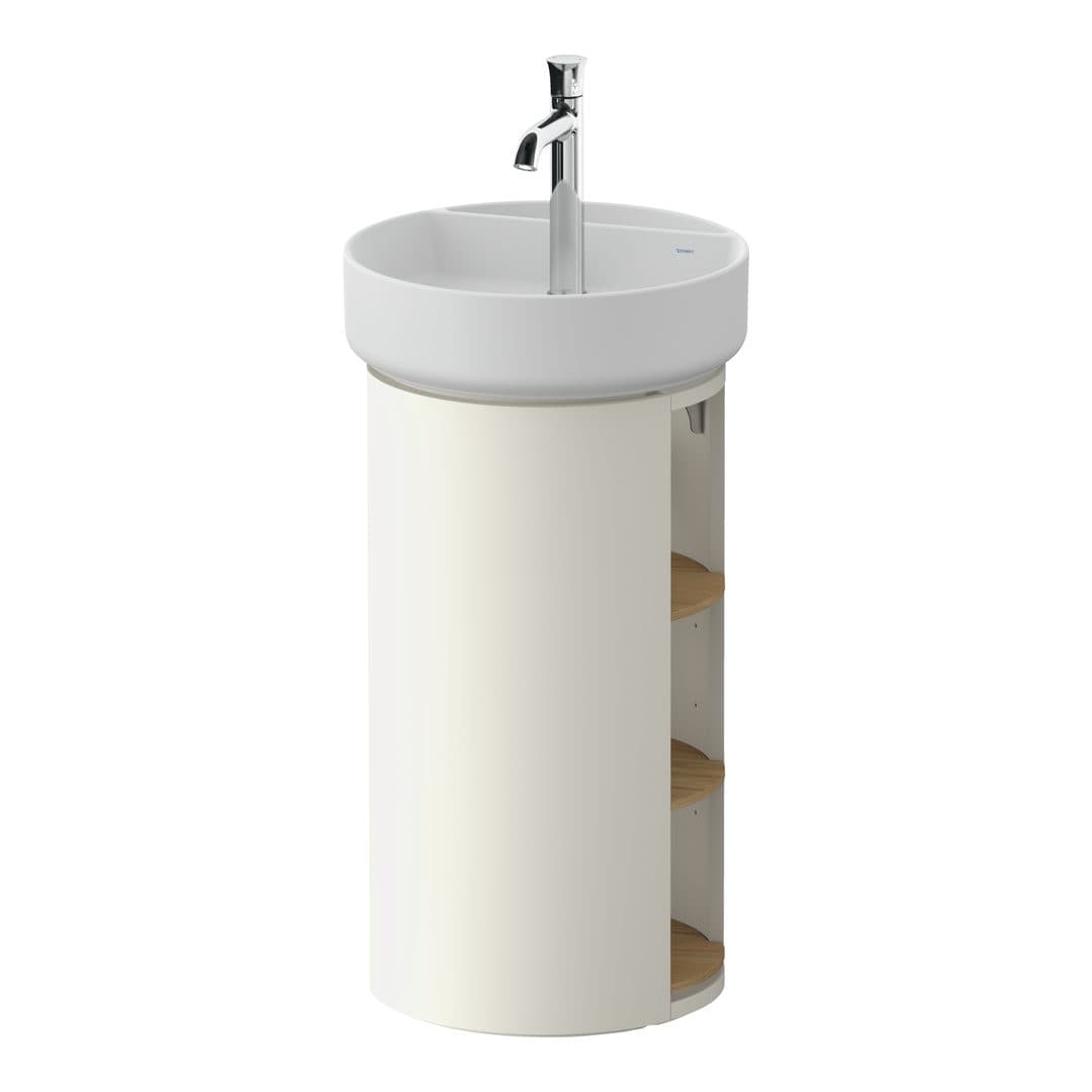 Duravit White Tulip – Έπιπλο Νιπτήρα – 410 mm, νιπτήρας κέντρο, σώμα Nordic white Satin Matt, 410 x 410 x 751 mm – Natural Oak solid Matt, Solid wood (WT42440H5390000)