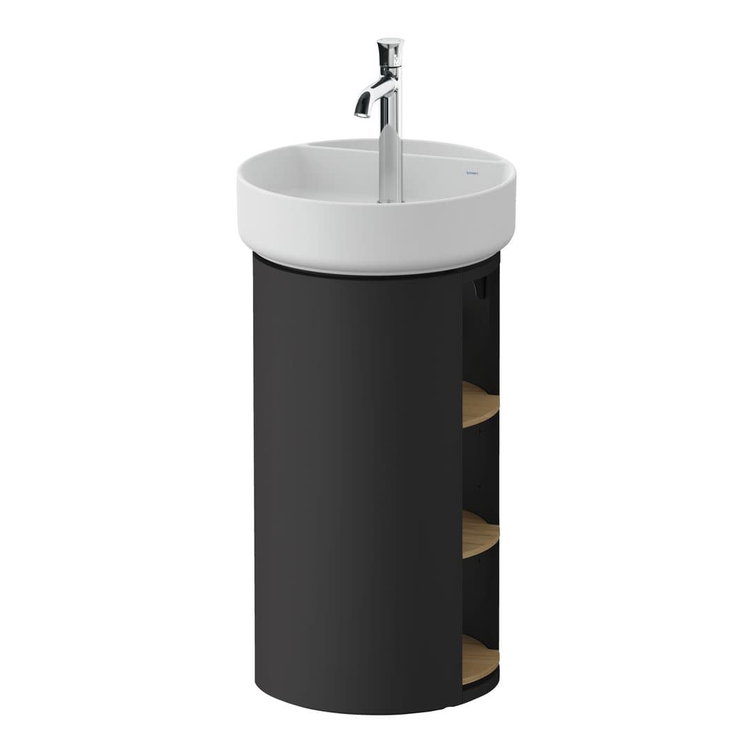 Duravit White Tulip – Έπιπλο Νιπτήρα – 410 mm, νιπτήρας κέντρο, σώμα Graphite Satin Matt, 410 x 410 x 751 mm – Natural Oak solid Matt, Solid wood (WT42440H5580000)
