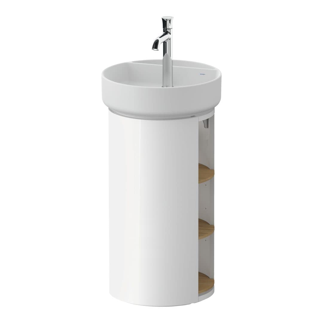 Duravit White Tulip – Έπιπλο Νιπτήρα – 410 mm, νιπτήρας κέντρο, σώμα White High Gloss, 410 x 410 x 751 mm – Natural Oak solid Matt, Solid wood (WT42440H5850000)