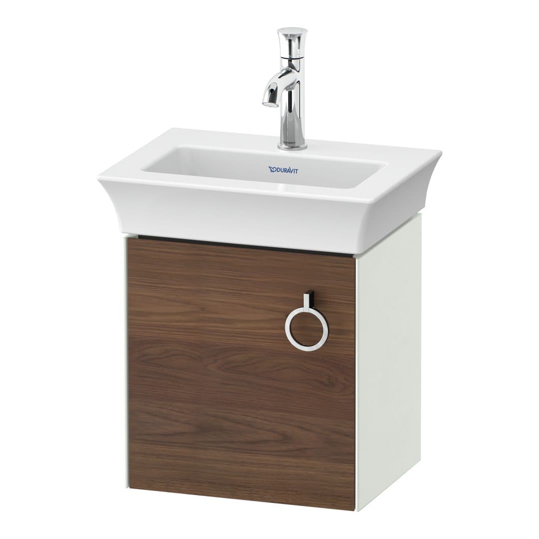 Duravit White Tulip – Έπιπλο Νιπτήρα – 384 mm, 1 πόρτα, αριστερή, σώμα White Satin Matt – American walnut Matt, Solid wood (WT4250L7736)