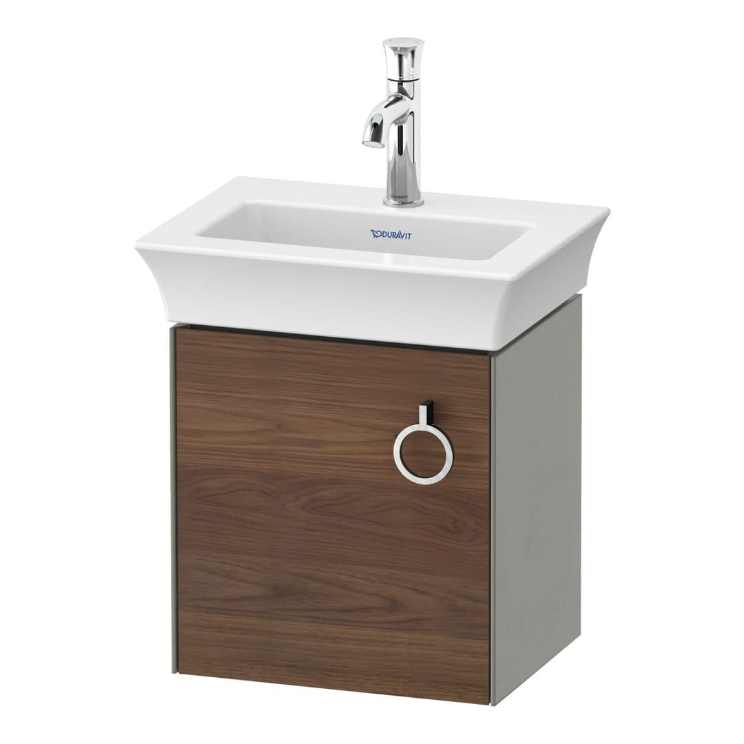 Duravit White Tulip – Έπιπλο Νιπτήρα – 384 mm, 1 πόρτα, αριστερή, σώμα Stone grey Satin Matt – American walnut Matt, Solid wood (WT4250L7792)