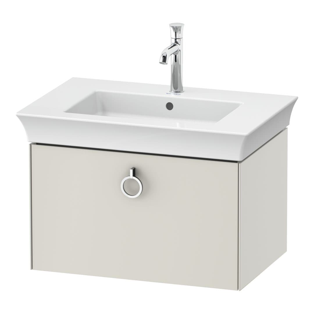 Duravit White Tulip – Έπιπλο Νιπτήρα – 684 mm, 1 συρτάρι, νιπτήρας κέντρο, Chrome High Gloss – Nordic white Satin Matt, Lacquer (WT425103939)