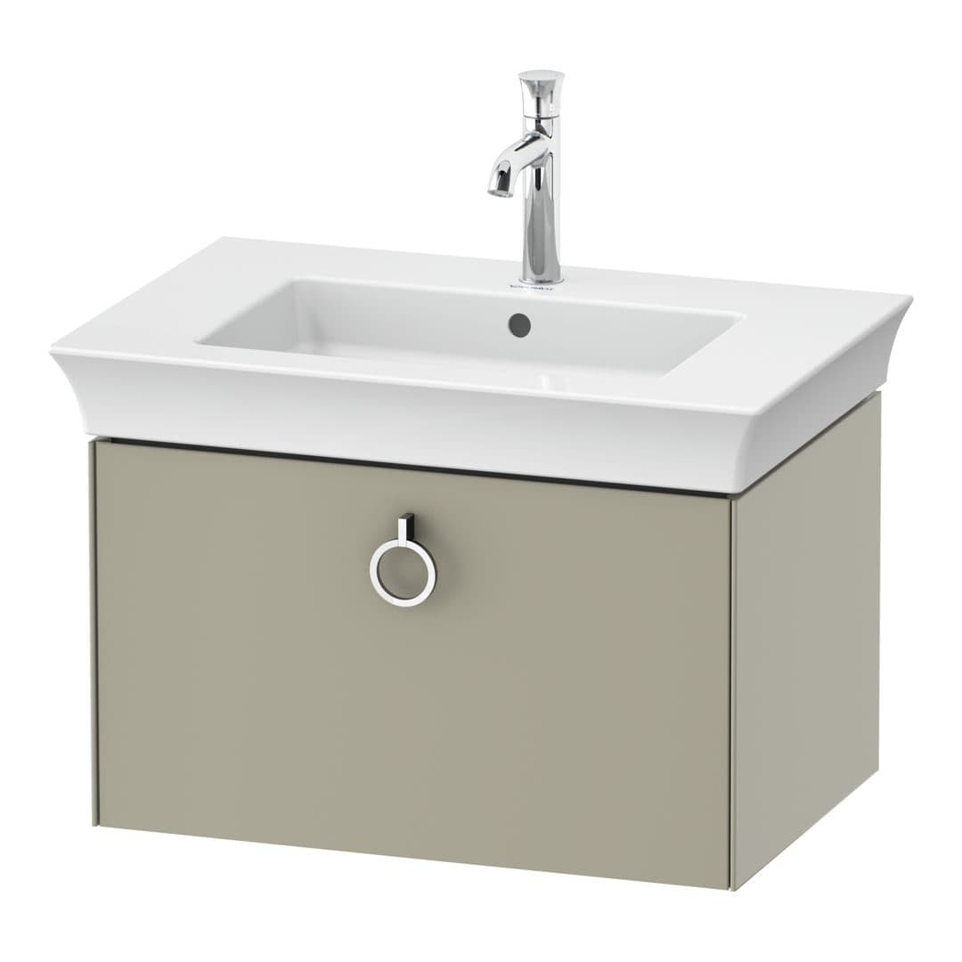 Duravit White Tulip – Έπιπλο Νιπτήρα – 684 mm, 1 συρτάρι, νιπτήρας κέντρο, Chrome High Gloss – Taupe Satin Matt, Lacquer (WT425106060)