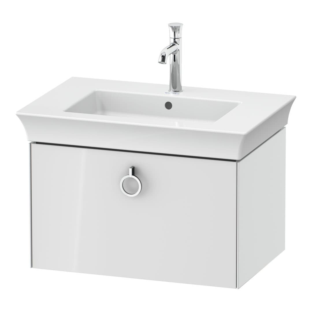 Duravit White Tulip – Έπιπλο Νιπτήρα – 684 mm, 1 συρτάρι, νιπτήρας κέντρο, Chrome High Gloss – White High Gloss, Lacquer (WT425108585)