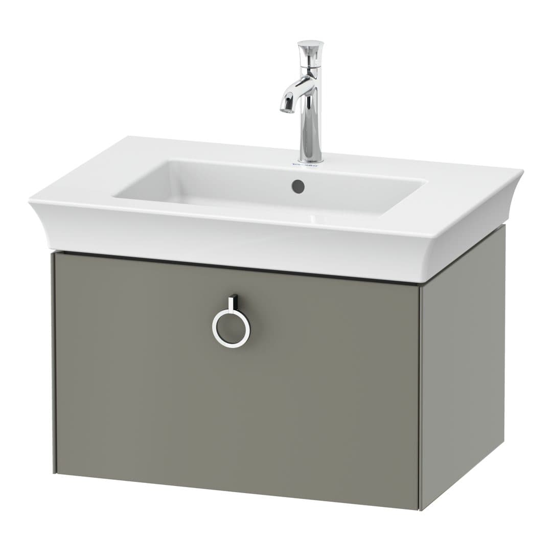 Duravit White Tulip – Έπιπλο Νιπτήρα – 684 mm, 1 συρτάρι, νιπτήρας κέντρο, Chrome High Gloss – Stone grey Satin Matt, Lacquer (WT425109292)