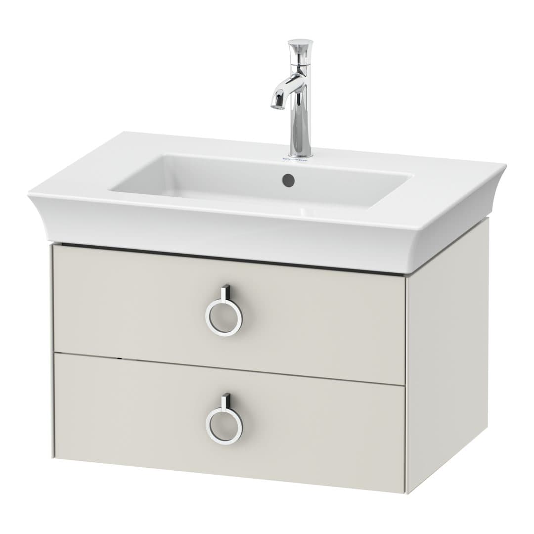 Duravit White Tulip – Έπιπλο Νιπτήρα – 684 mm, 2 συρτάρια, νιπτήρας κέντρο, Chrome High Gloss – Nordic white Satin Matt, Lacquer (WT435103939)