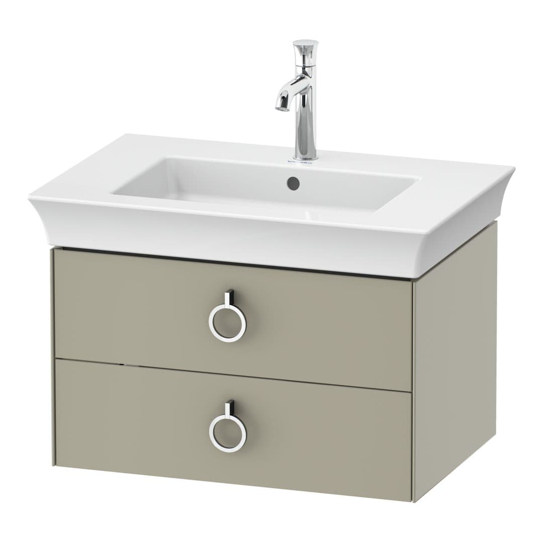Duravit White Tulip – Έπιπλο Νιπτήρα – 684 mm, 2 συρτάρια, νιπτήρας κέντρο, Chrome High Gloss – Taupe Satin Matt, Lacquer (WT435106060)