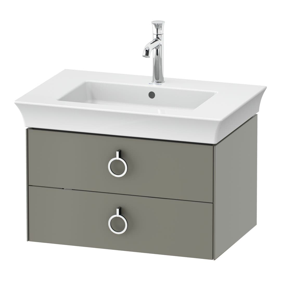 Duravit White Tulip – Έπιπλο Νιπτήρα – 684 mm, 2 συρτάρια, νιπτήρας κέντρο, Chrome High Gloss – Stone grey Satin Matt, Lacquer (WT435109292)