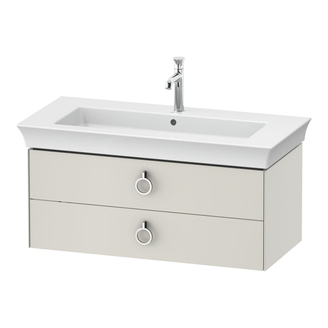 Duravit White Tulip – Έπιπλο Νιπτήρα – 984 mm, 2 συρτάρια, νιπτήρας κέντρο, Chrome High Gloss – Nordic white Satin Matt, Lacquer (WT435203939)