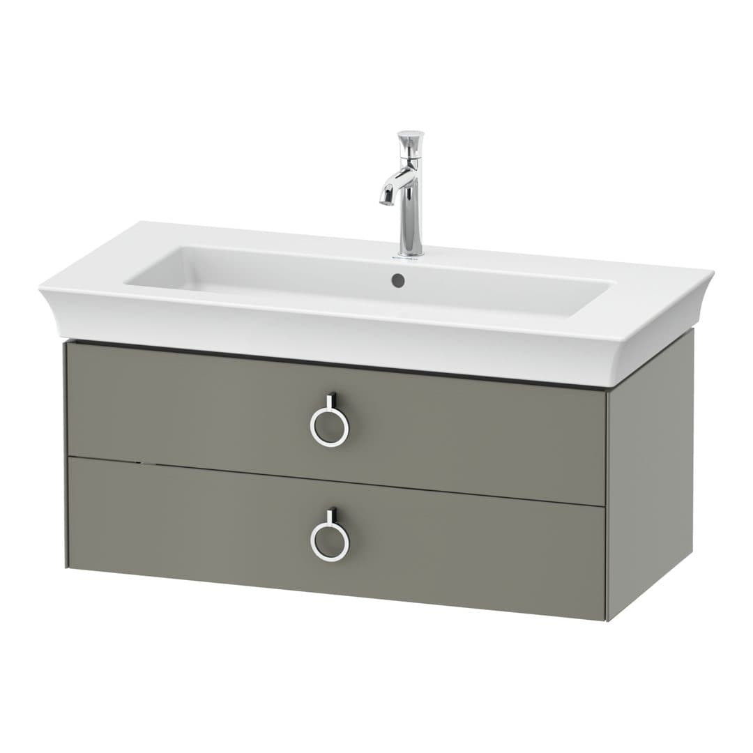 Duravit White Tulip – Έπιπλο Νιπτήρα – 984 mm, 2 συρτάρια, νιπτήρας κέντρο, Chrome High Gloss – Stone grey Satin Matt, Lacquer (WT435209292)