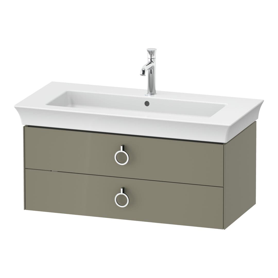 Duravit White Tulip – Έπιπλο Νιπτήρα – 984 mm, 2 συρτάρια, νιπτήρας κέντρο, Chrome High Gloss – Stone grey High Gloss, Lacquer (WT43520H2H2)