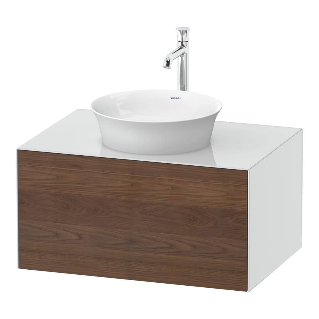 Duravit White Tulip – Έπιπλο Νιπτήρα – 800 mm, για κονσόλα, 1 συρτάρι, νιπτήρας κέντρο, σώμα White High Gloss – American walnut Matt, Solid wood (WT497507785)