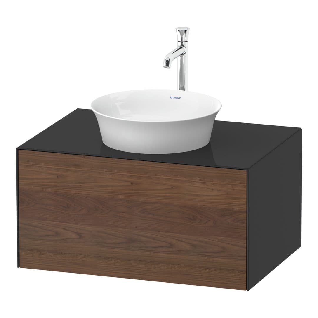Duravit White Tulip – Έπιπλο Νιπτήρα – 800 mm, για κονσόλα, 1 συρτάρι, νιπτήρας κέντρο, σώμα Graphite High Gloss – American walnut Matt, Solid wood (WT4975077H1)
