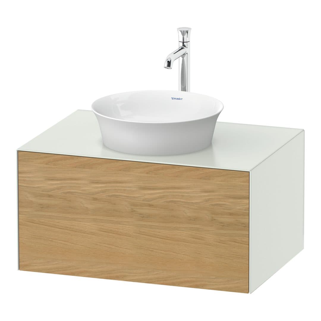 Duravit White Tulip – Έπιπλο Νιπτήρα – 800 mm, για κονσόλα, 1 συρτάρι, νιπτήρας κέντρο, σώμα White Satin Matt – Natural Oak solid Matt, Solid wood (WT49750H536)