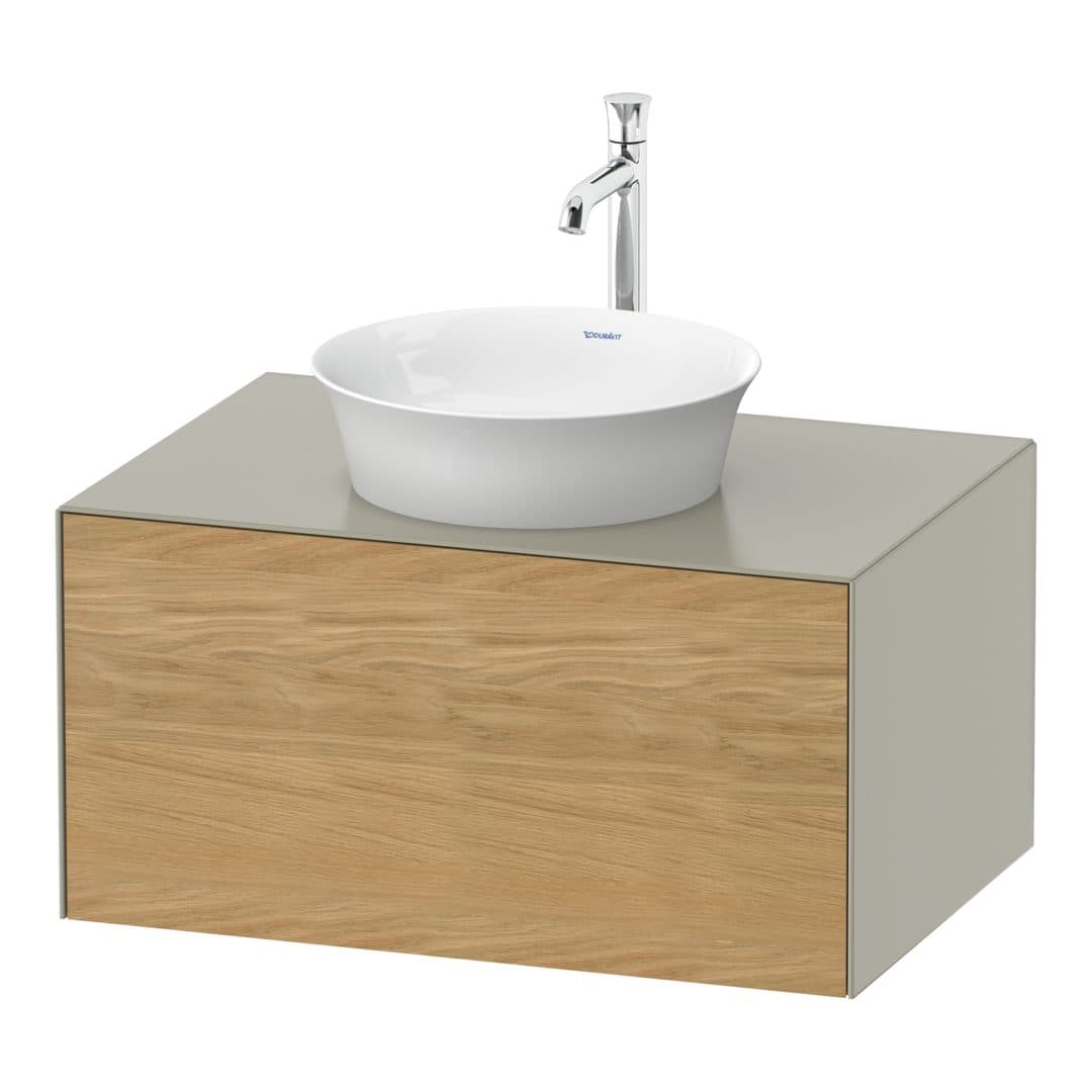 Duravit White Tulip – Έπιπλο Νιπτήρα – 800 mm, για κονσόλα, 1 συρτάρι, νιπτήρας κέντρο, σώμα Taupe Satin Matt – Natural Oak solid Matt, Solid wood (WT49750H560)