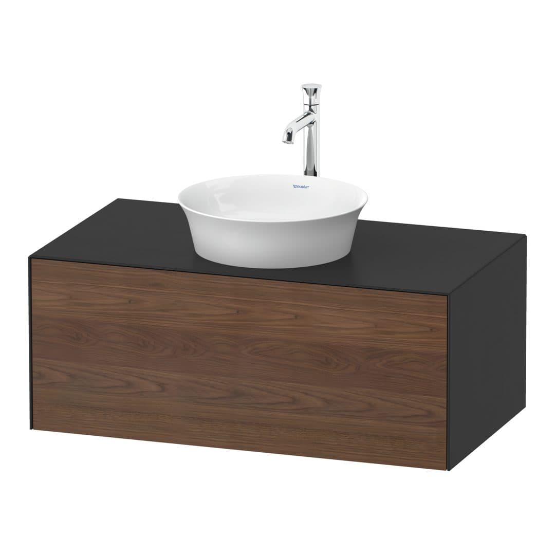 Duravit White Tulip – Έπιπλο Νιπτήρα – 1000 mm, για κονσόλα, 1 συρτάρι, νιπτήρας κέντρο, σώμα Graphite Satin Matt – American walnut Matt, Solid wood (WT497607758)