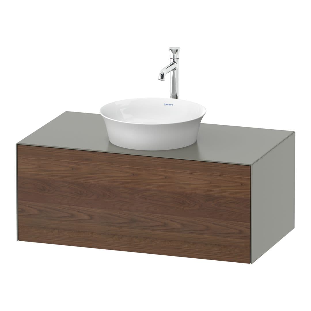 Duravit White Tulip – Έπιπλο Νιπτήρα – 1000 mm, για κονσόλα, 1 συρτάρι, νιπτήρας κέντρο, σώμα Stone grey Satin Matt – American walnut Matt, Solid wood (WT497607792)