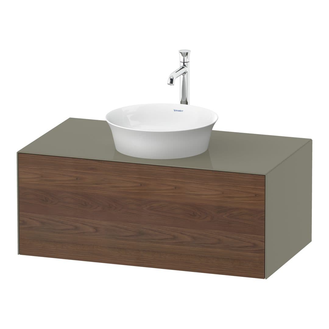 Duravit White Tulip – Έπιπλο Νιπτήρα – 1000 mm, για κονσόλα, 1 συρτάρι, νιπτήρας κέντρο, σώμα Stone grey High Gloss – American walnut Matt, Solid wood (WT4976077H2)