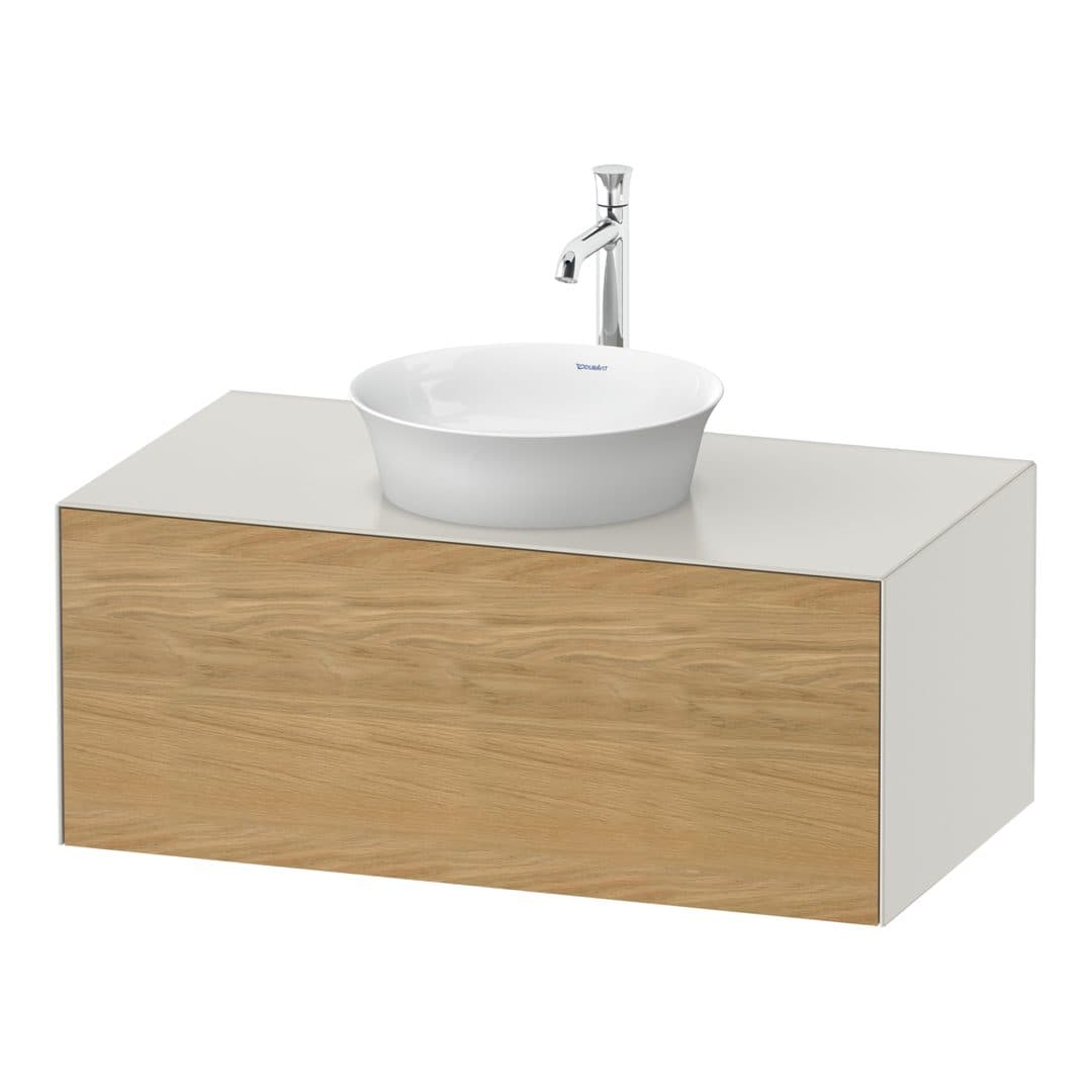 Duravit White Tulip – Έπιπλο Νιπτήρα – 1000 mm, για κονσόλα, 1 συρτάρι, νιπτήρας κέντρο, σώμα Nordic white Satin Matt – Natural Oak solid Matt, Solid wood (WT49760H539)