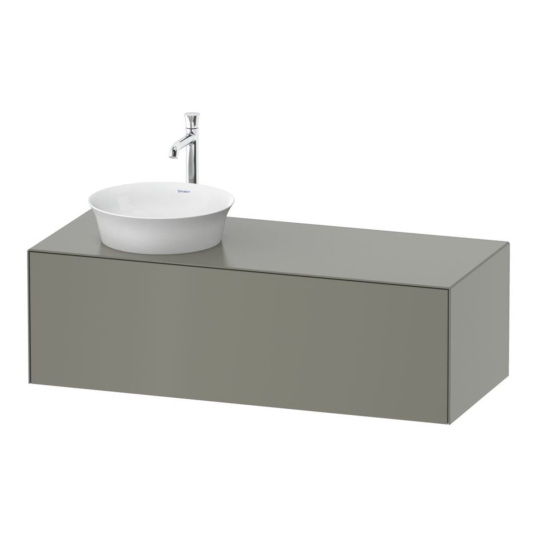 Duravit White Tulip – Έπιπλο Νιπτήρα – 1300 mm, για κονσόλα, 1 συρτάρι, νιπτήρας αριστερά – Stone grey Satin Matt, Lacquer (WT4977L9292)