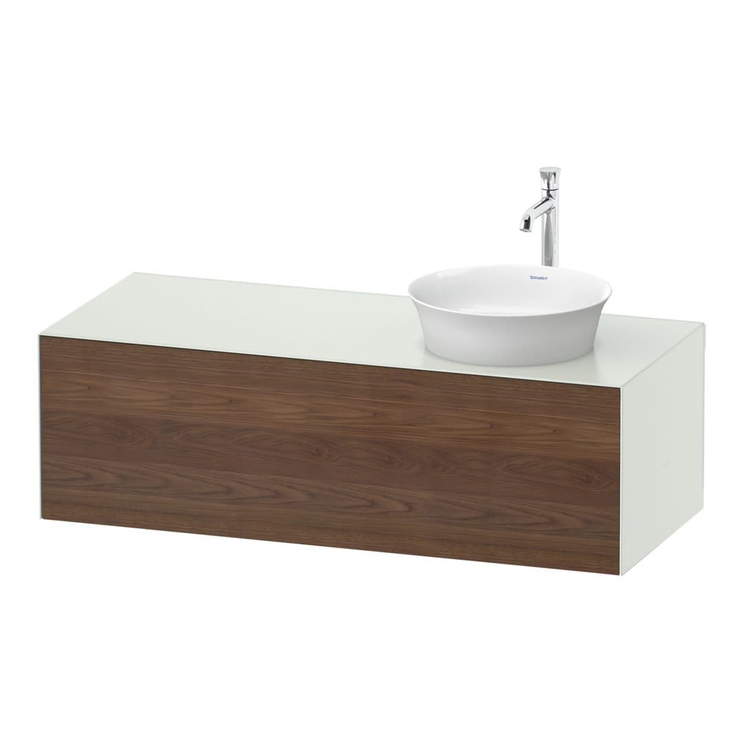 Duravit White Tulip – Έπιπλο Νιπτήρα – 1300 mm, για κονσόλα, 1 συρτάρι, νιπτήρας δεξιά, σώμα White Satin Matt – American walnut Matt, Solid wood (WT4977R7736)