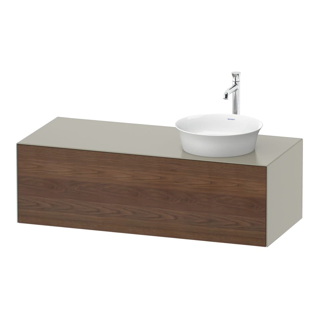 Duravit White Tulip – Έπιπλο Νιπτήρα – 1300 mm, για κονσόλα, 1 συρτάρι, νιπτήρας δεξιά, σώμα Taupe Satin Matt – American walnut Matt, Solid wood (WT4977R7760)
