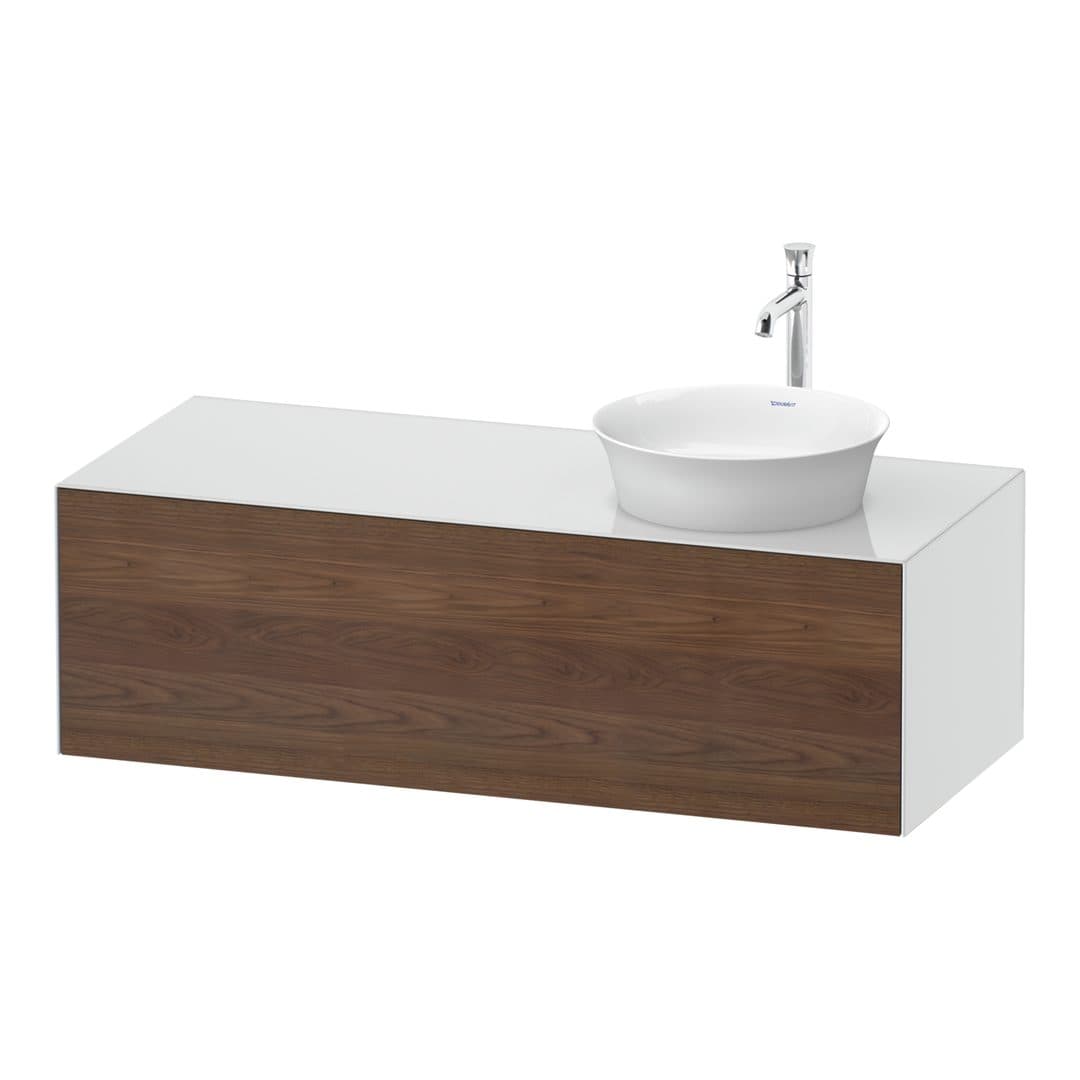 Duravit White Tulip – Έπιπλο Νιπτήρα – 1300 mm, για κονσόλα, 1 συρτάρι, νιπτήρας δεξιά, σώμα White High Gloss – American walnut Matt, Solid wood (WT4977R7785)
