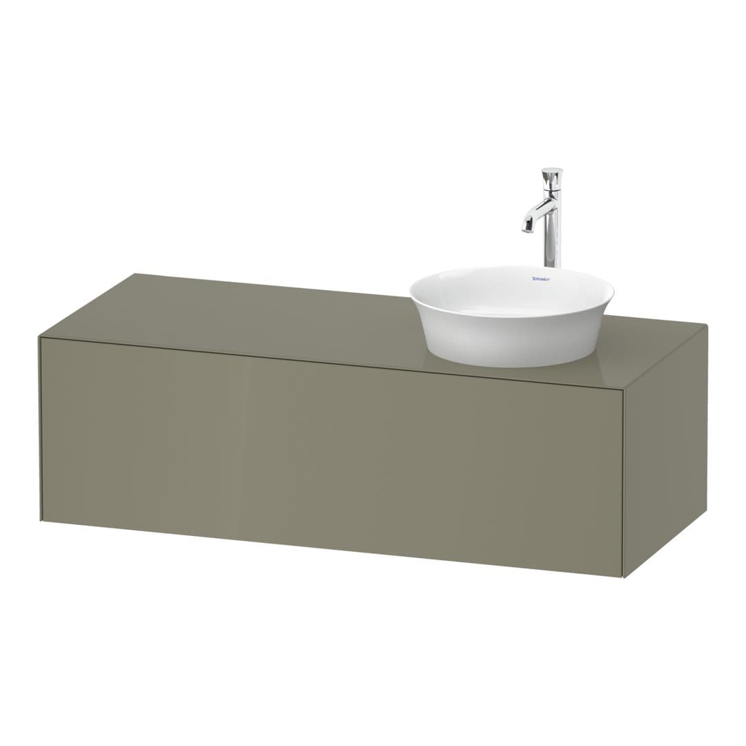 Duravit White Tulip – Έπιπλο Νιπτήρα – 1300 mm, για κονσόλα, 1 συρτάρι, νιπτήρας δεξιά – Stone grey High Gloss, Lacquer (WT4977RH2H2)
