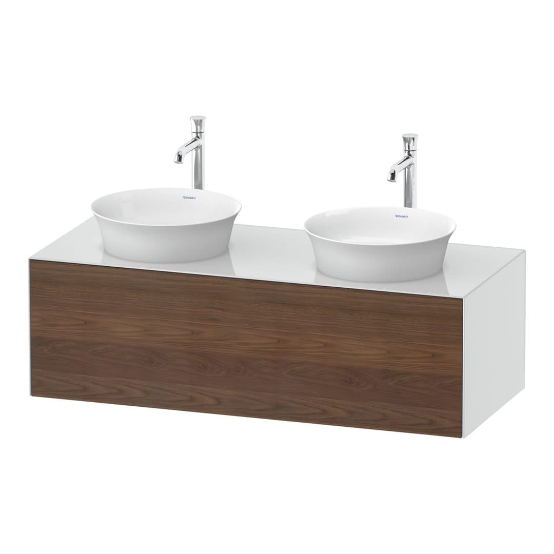 Duravit White Tulip – Έπιπλο Νιπτήρα – 1300 mm, για κονσόλα, 1 συρτάρι, σώμα White High Gloss – American walnut Matt, Solid wood (WT4978B7785)