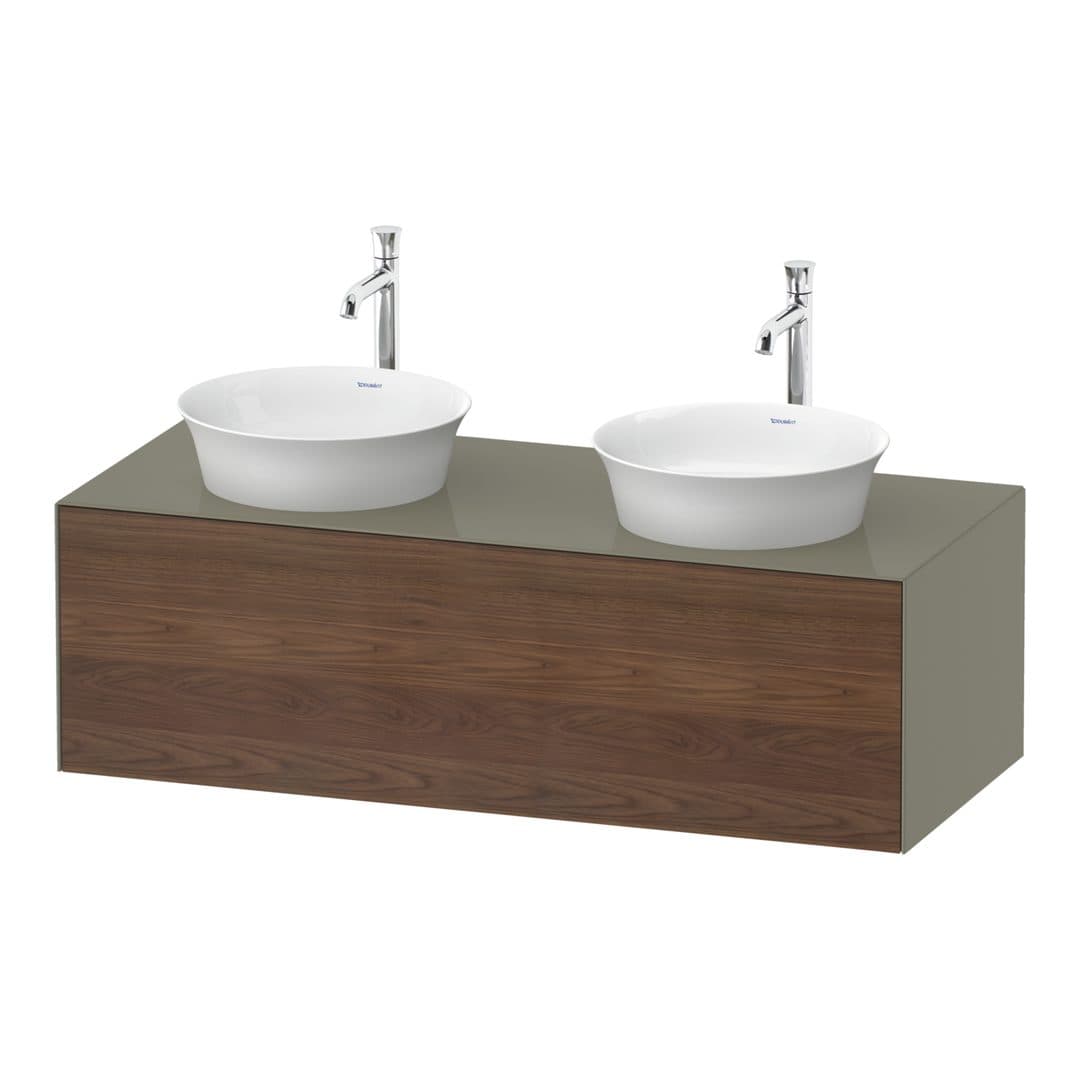 Duravit White Tulip – Έπιπλο Νιπτήρα – 1300 mm, για κονσόλα, 1 συρτάρι, σώμα Stone grey High Gloss – American walnut Matt, Solid wood (WT4978B77H2)