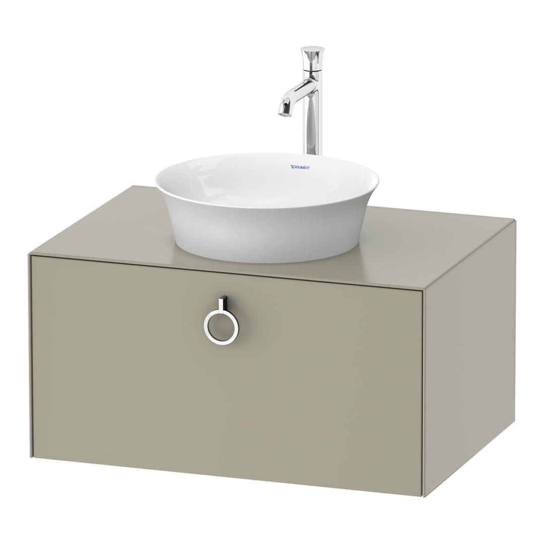 Duravit White Tulip – Έπιπλο Νιπτήρα – 800 mm, για κονσόλα, 1 συρτάρι, νιπτήρας κέντρο, Chrome High Gloss – Taupe Satin Matt, Lacquer (WT498006060)