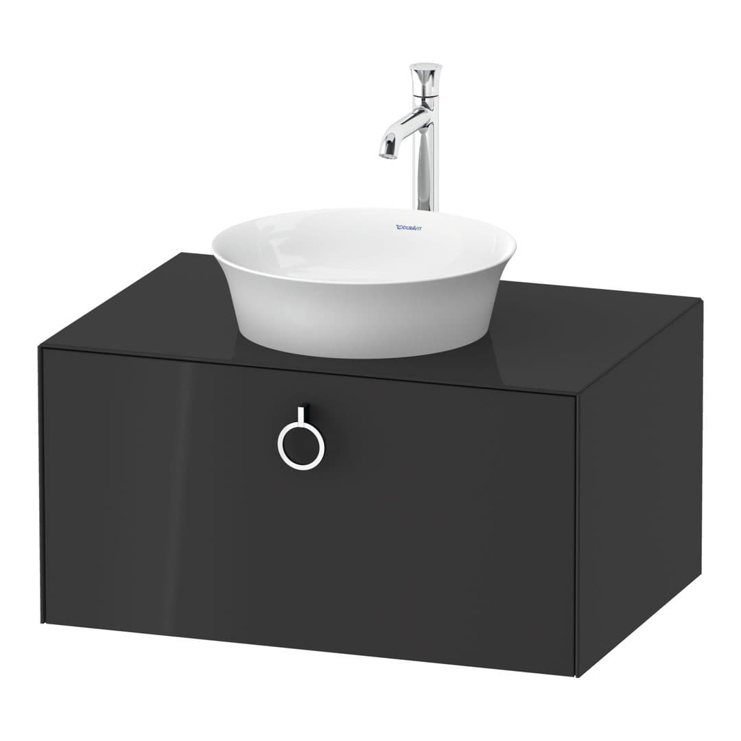 Duravit White Tulip – Έπιπλο Νιπτήρα – 800 mm, για κονσόλα, 1 συρτάρι, νιπτήρας κέντρο, Chrome High Gloss – Graphite High Gloss, Lacquer (WT49800H1H1)