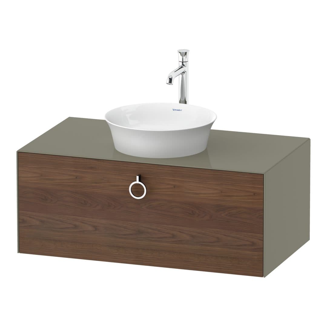 Duravit White Tulip – Έπιπλο Νιπτήρα – 1000 mm, για κονσόλα, 1 συρτάρι, νιπτήρας κέντρο, σώμα Stone grey High Gloss, Chrome High Gloss – American walnut Matt, Solid wood (WT4981077H2)