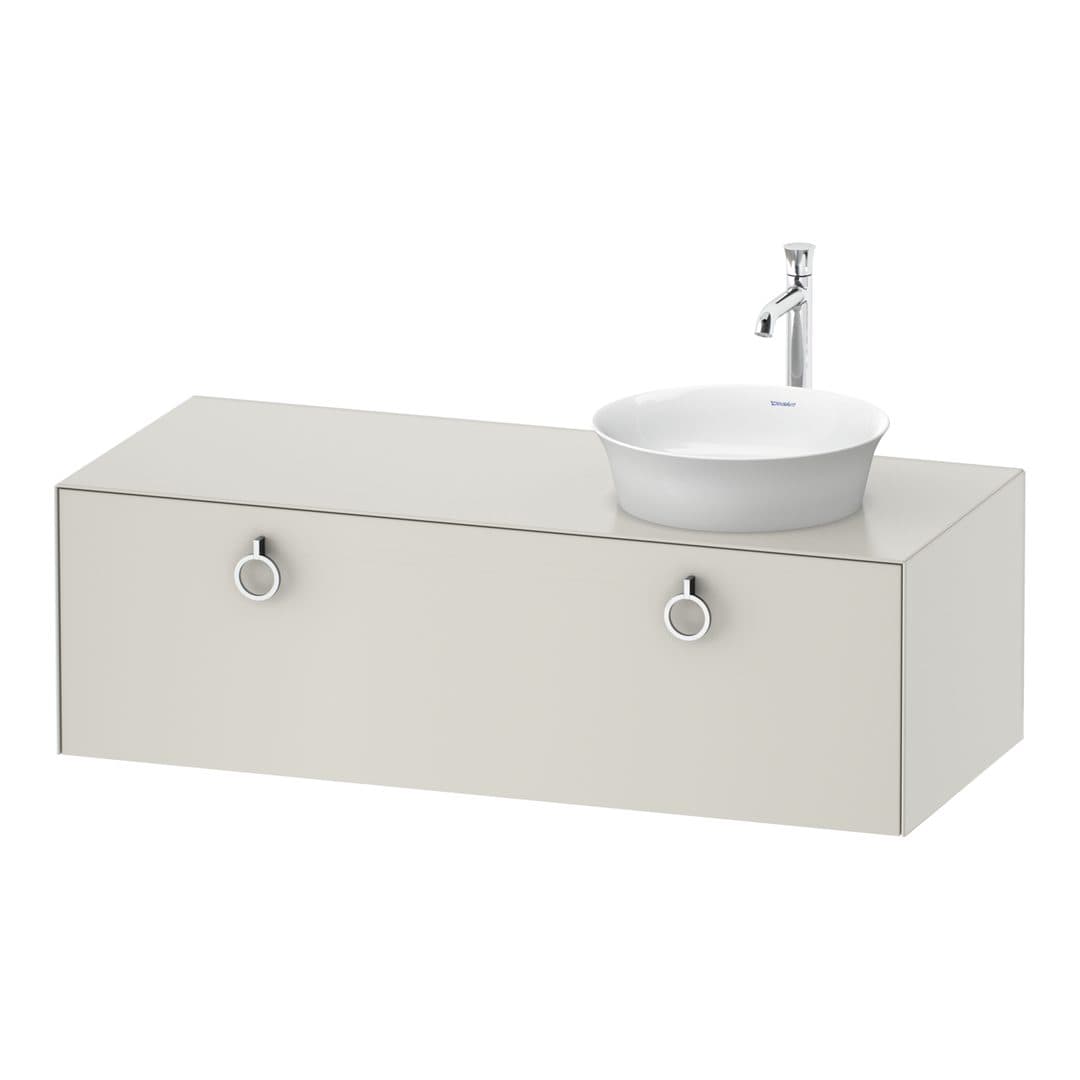 Duravit White Tulip – Έπιπλο Νιπτήρα – 1300 mm, για κονσόλα, 1 συρτάρι, νιπτήρας δεξιά, Chrome High Gloss – Nordic white Satin Matt, Lacquer (WT4982R3939)