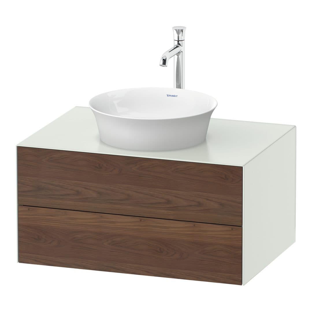 Duravit White Tulip – Έπιπλο Νιπτήρα – 800 mm, για κονσόλα, 2 συρτάρια, νιπτήρας κέντρο, σώμα White Satin Matt – American walnut Matt, Solid wood (WT498507736)