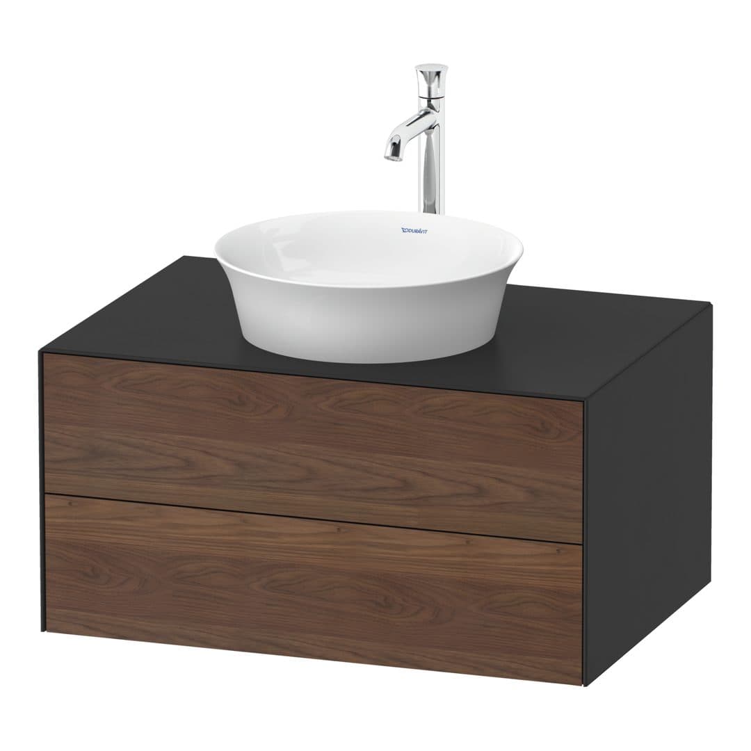 Duravit White Tulip – Έπιπλο Νιπτήρα – 800 mm, για κονσόλα, 2 συρτάρια, νιπτήρας κέντρο, σώμα Graphite Satin Matt – American walnut Matt, Solid wood (WT498507758)