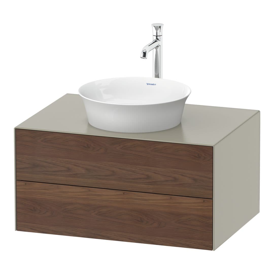 Duravit White Tulip – Έπιπλο Νιπτήρα – 800 mm, για κονσόλα, 2 συρτάρια, νιπτήρας κέντρο, σώμα Taupe Satin Matt – American walnut Matt, Solid wood (WT498507760)
