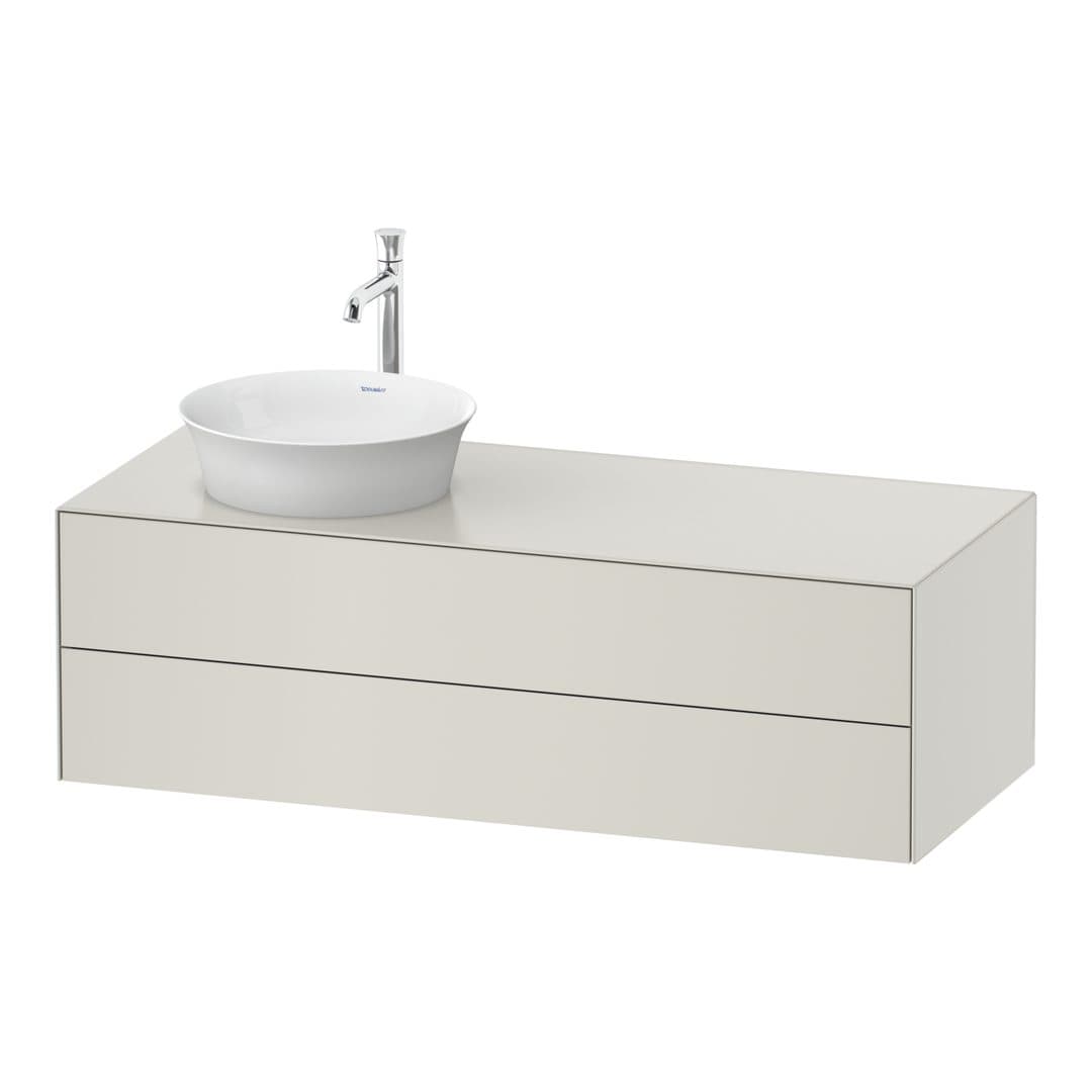Duravit White Tulip – Έπιπλο Νιπτήρα – 1300 mm, για κονσόλα, 2 συρτάρια, νιπτήρας αριστερά – Nordic white Satin Matt, Lacquer (WT4987L3939)