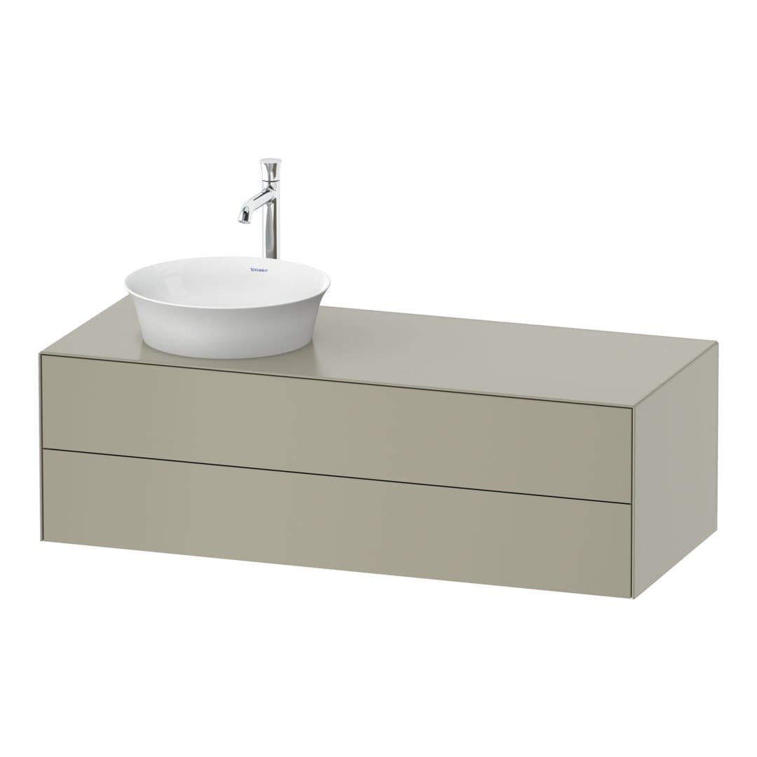 Duravit White Tulip – Έπιπλο Νιπτήρα – 1300 mm, για κονσόλα, 2 συρτάρια, νιπτήρας αριστερά – Taupe Satin Matt, Lacquer (WT4987L6060)