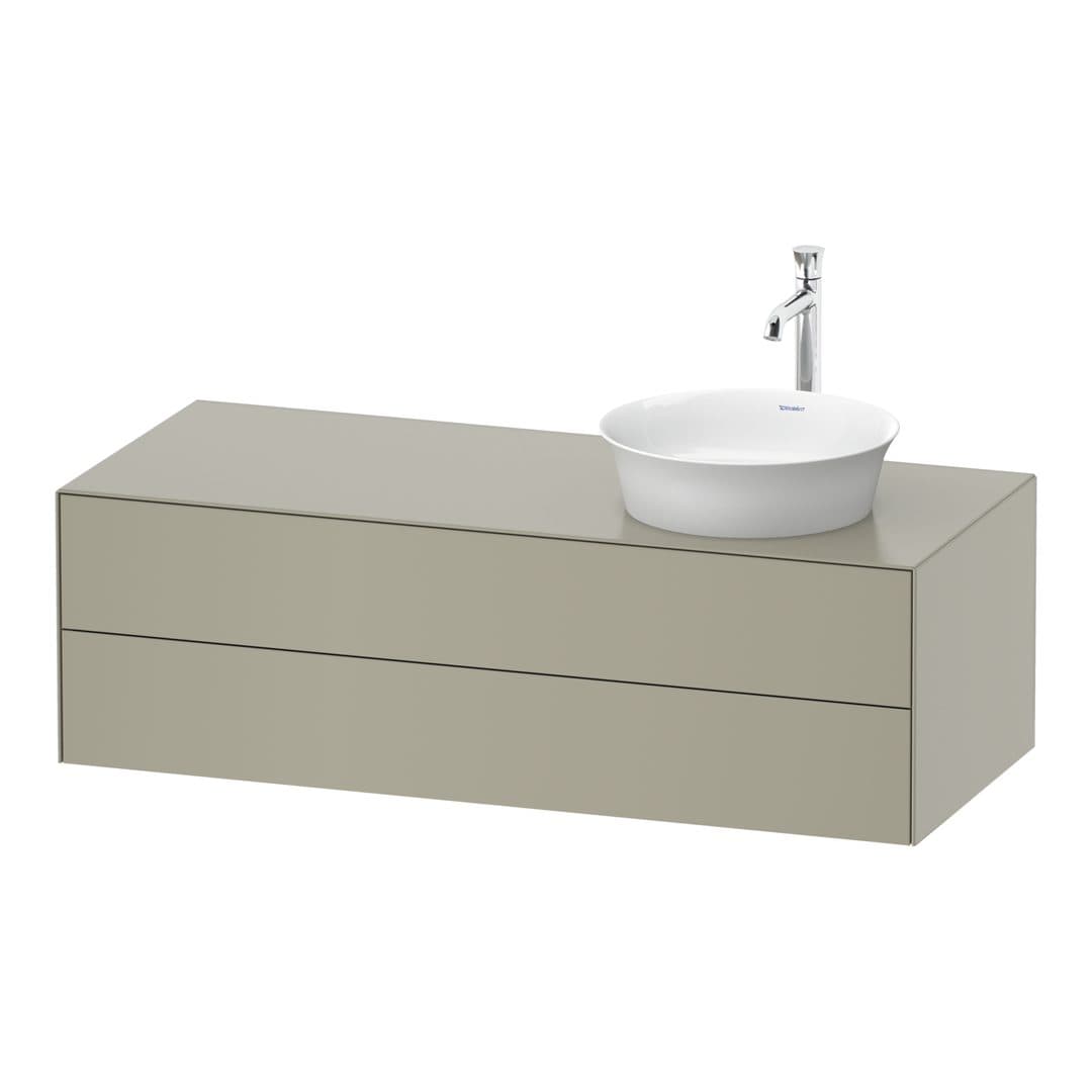 Duravit White Tulip – Έπιπλο Νιπτήρα – 1300 mm, για κονσόλα, 2 συρτάρια, νιπτήρας δεξιά – Taupe Satin Matt, Lacquer (WT4987R6060)