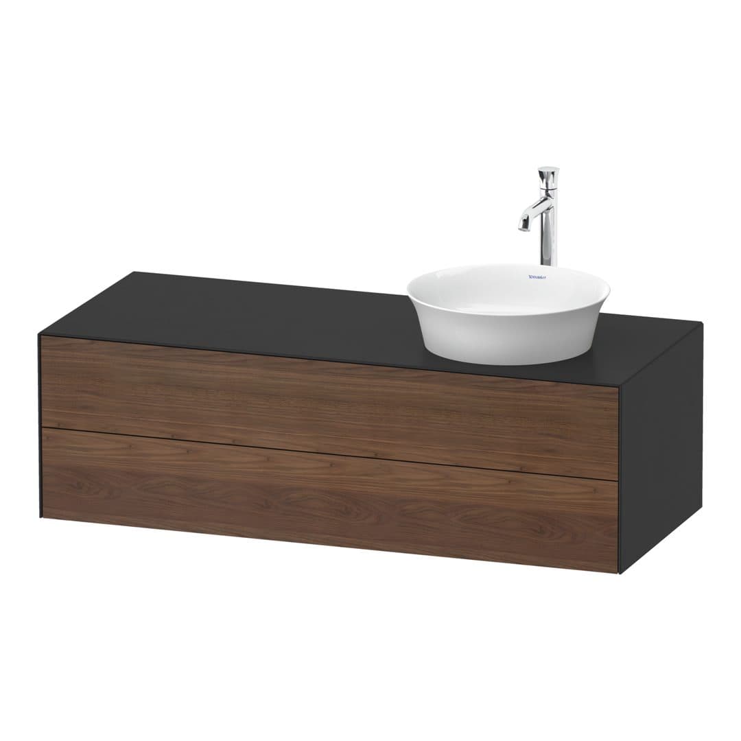 Duravit White Tulip – Έπιπλο Νιπτήρα – 1300 mm, για κονσόλα, 2 συρτάρια, νιπτήρας δεξιά, σώμα Graphite Satin Matt – American walnut Matt, Solid wood (WT4987R7758)