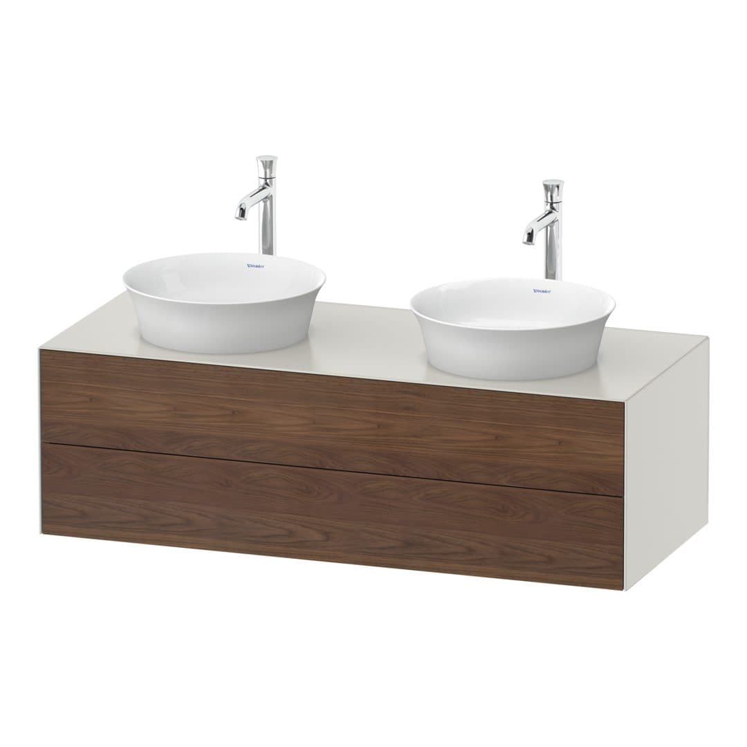 Duravit White Tulip – Έπιπλο Νιπτήρα – 1300 mm, για κονσόλα, 2 συρτάρια, σώμα Nordic white Satin Matt – American walnut Matt, Solid wood (WT4988B7739)