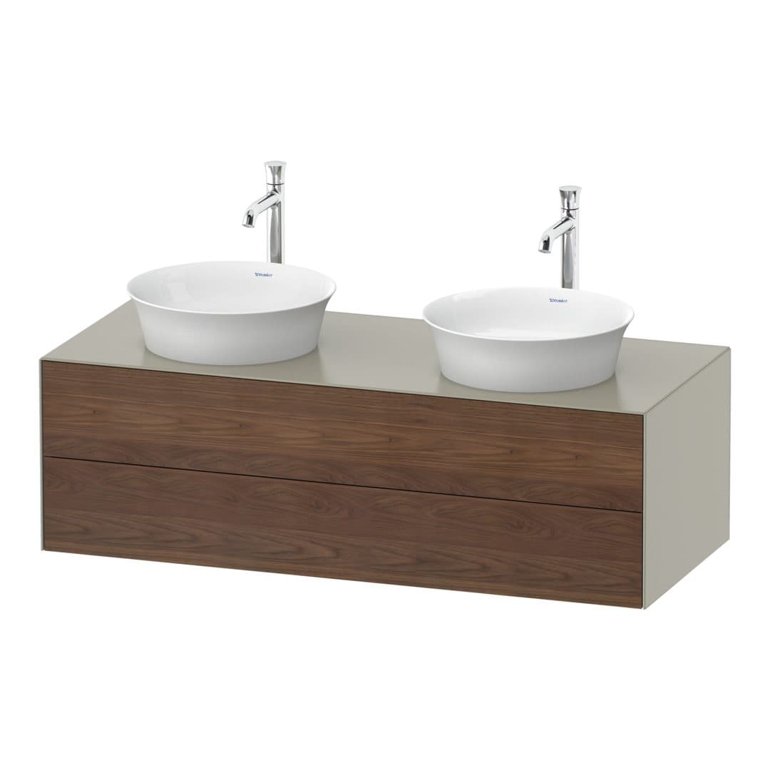Duravit White Tulip – Έπιπλο Νιπτήρα – 1300 mm, για κονσόλα, 2 συρτάρια, σώμα Taupe Satin Matt – American walnut Matt, Solid wood (WT4988B7760)