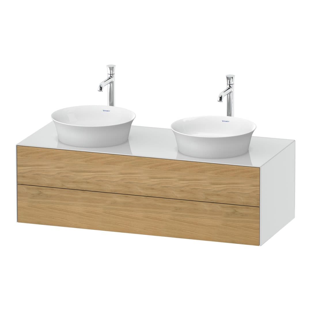 Duravit White Tulip – Έπιπλο Νιπτήρα – 1300 mm, για κονσόλα, 2 συρτάρια, σώμα White High Gloss – Natural Oak solid Matt, Solid wood (WT4988BH585)