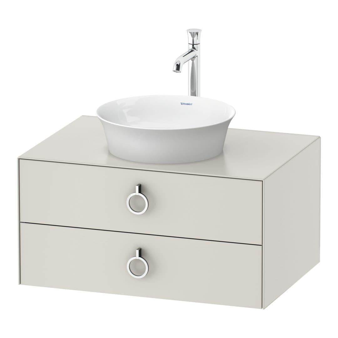 Duravit White Tulip – Έπιπλο Νιπτήρα – 800 mm, για κονσόλα, 2 συρτάρια, νιπτήρας κέντρο, Chrome High Gloss – Nordic white Satin Matt, Lacquer (WT499003939)