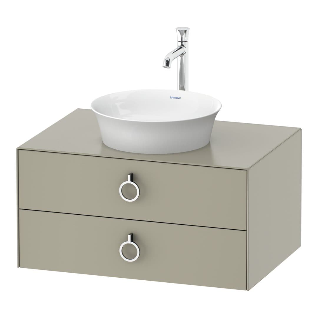 Duravit White Tulip – Έπιπλο Νιπτήρα – 800 mm, για κονσόλα, 2 συρτάρια, νιπτήρας κέντρο, Chrome High Gloss – Taupe Satin Matt, Lacquer (WT499006060)