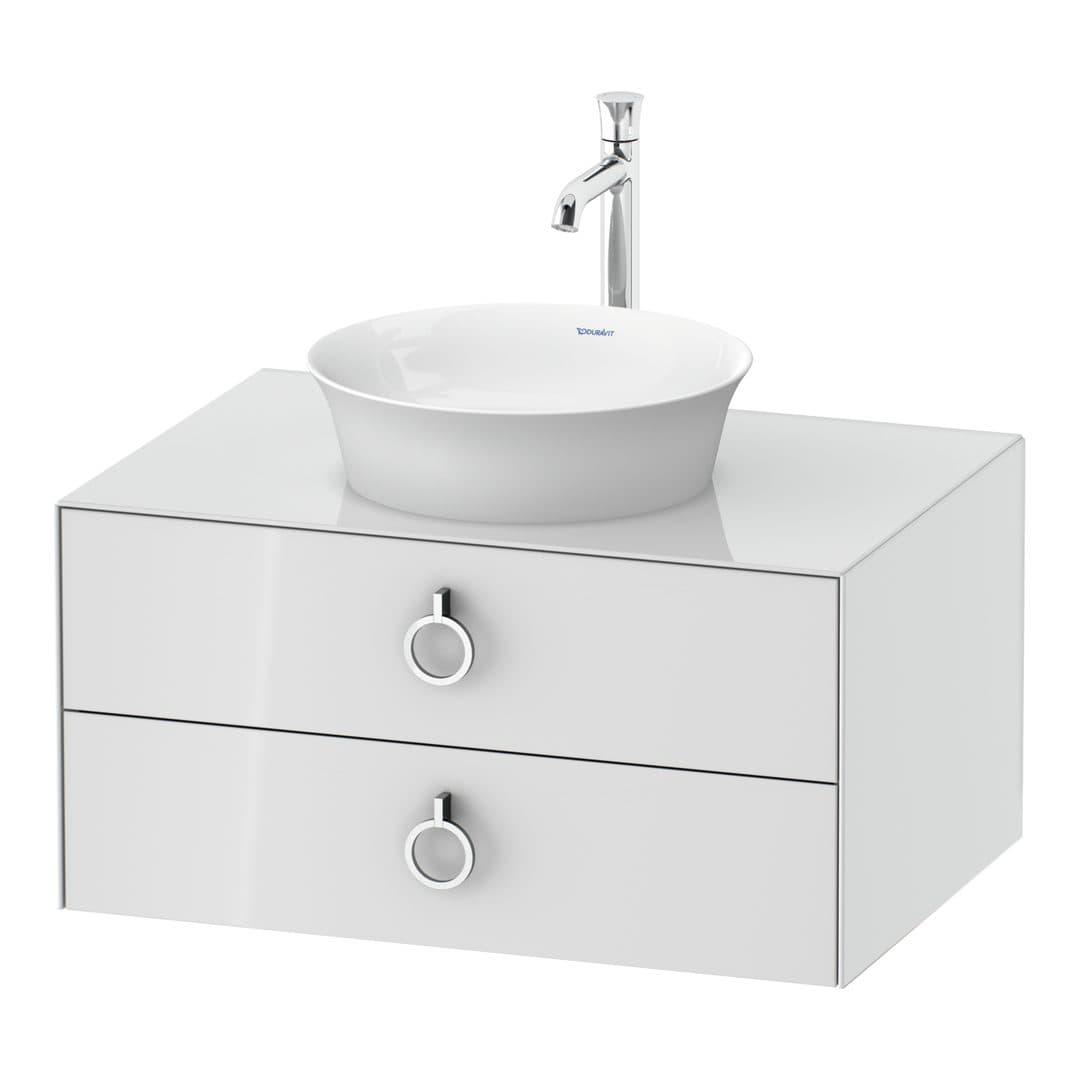 Duravit White Tulip – Έπιπλο Νιπτήρα – 800 mm, για κονσόλα, 2 συρτάρια, νιπτήρας κέντρο, Chrome High Gloss – White High Gloss, Lacquer (WT499008585)