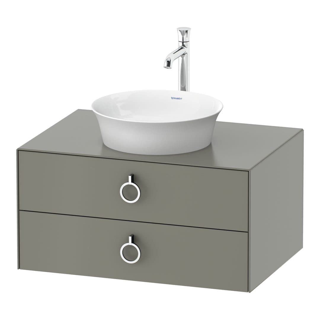 Duravit White Tulip – Έπιπλο Νιπτήρα – 800 mm, για κονσόλα, 2 συρτάρια, νιπτήρας κέντρο, Chrome High Gloss – Stone grey Satin Matt, Lacquer (WT499009292)